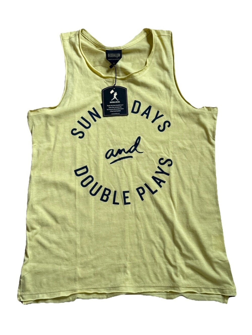 BASEBALLISM Women’s Tank Top Size XL Sunny Days and Double Plays Yellow